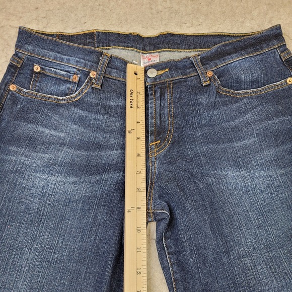 Lucky Brand Gene Montesano‎ Jeans Womesn 14/32 Mid-Rise Flare Dark Wash 35x32 - Picture 6 of 12